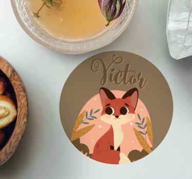 Sød ræv til dreng med navneunderlag - TenStickers