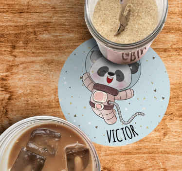 男孩的可爱熊猫名字杯垫 - TenStickers