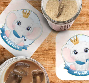 男孩名字个性化过山车的可爱大象 - TenStickers