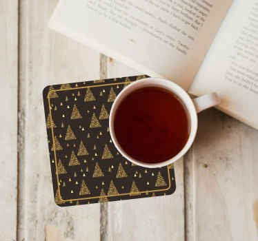 Dessous de verre noel Arbres de noël dorés élégants - TenStickers