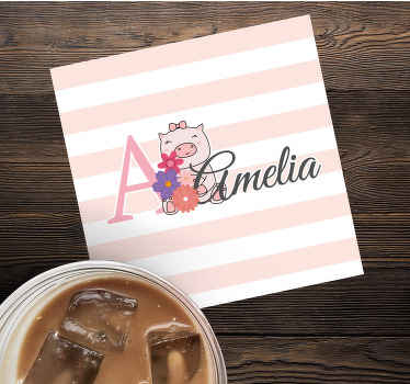 Bases para copos personalizáveis Animais fofos porquinhos com nom - TenStickers