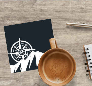 Posavasos moderno Montañas con una brújula - TenVinilo