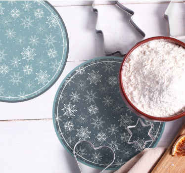 Sottobicchieri natalizi piatti con motivo a fiocco di neve - TenStickers