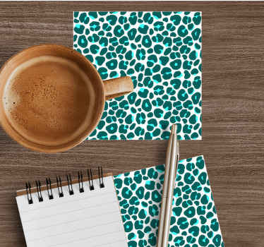Blue and black neon leopard modern coaster - TenStickers