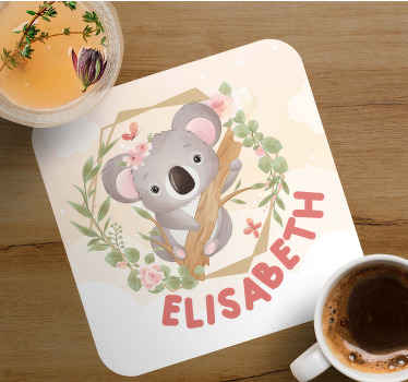 Søde dyr koala med navn flere coasters - TenStickers