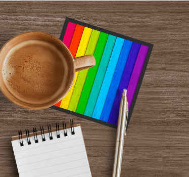 Posavasos textura Arcoiris realista de madera - TenVinilo