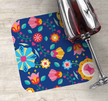 Färgglada etniska folkmönster vintage glasunderlägg - Tenstickers