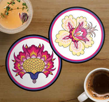 Ohut vuorattu etninen kansantaide vintage lasinalunen - Tenstickers