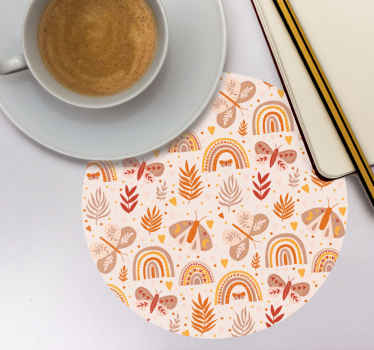 Posavasos vintage Mariposas y arcoiris boho - TenVinilo