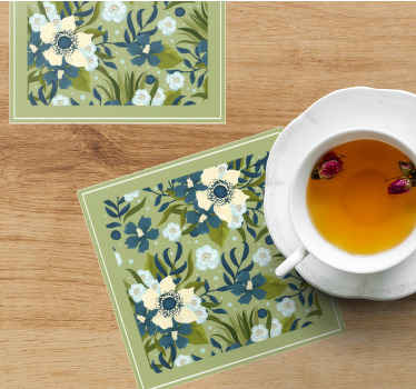 Zelená kreslená květina modernípodtácek - TenStickers