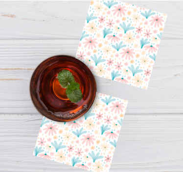Pastel color flower pattern modern coaster - TenStickers