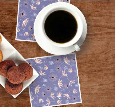 Orange and purple abstract flower coaster - TenStickers