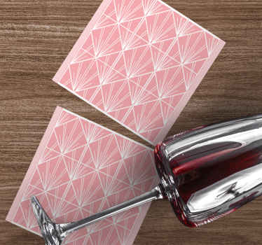 Dessous de verre moderne "art déco" rose et blanc - TenStickers