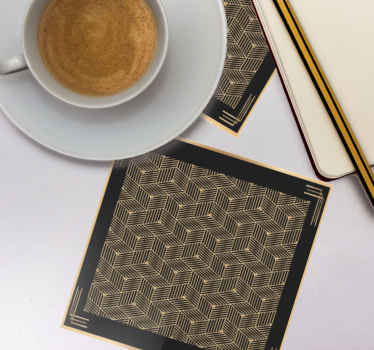 Dessous de verre moderne sticker déco géométrique doré - TenStickers