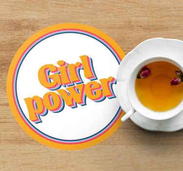 Girl power quote with flowers text coasters - TenStickers