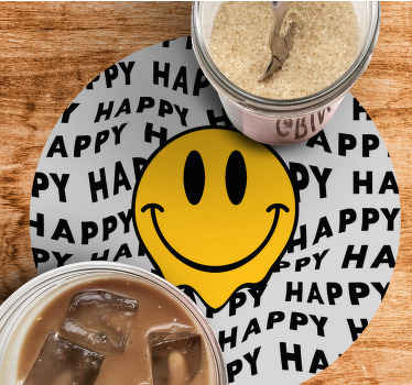 Grote smiley happy face vintage onderzetter - TenStickers