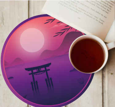 Japonská fialová krajina vinobranípodtácek - TenStickers