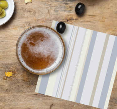 Posavasos vintage Rayas azules y beige de los 80 - TenVinilo