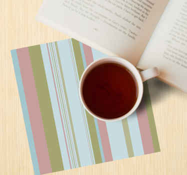 Untersetzer Vintage Blaue und grüne 80er jahre Streifen - TenStickers