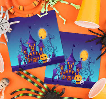 Spooky graveyard with bats halloween coaster - TenStickers