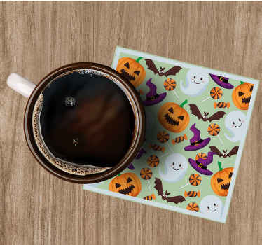 Posavasos Halloween Fantasmas de dibujos animados y con patrón de - TenVinilo