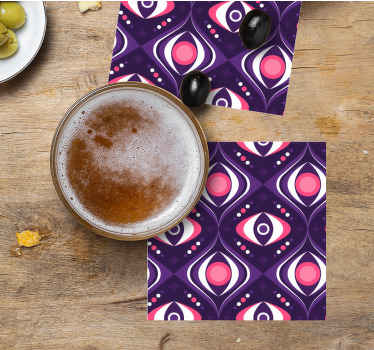 Bases para copos vintage Olheiras retro e ondas - TenStickers