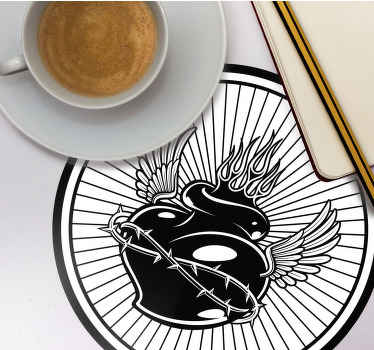 Posavasos moderno Corazón tabú blanco y negro - TenVinilo