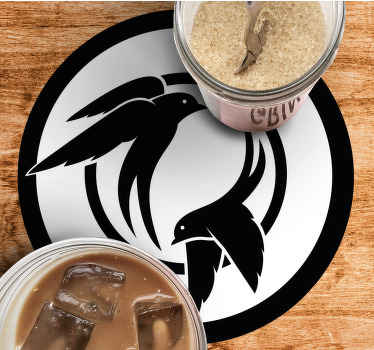 黒と白のツバメ鳥現代コースター - TENSTICKERS