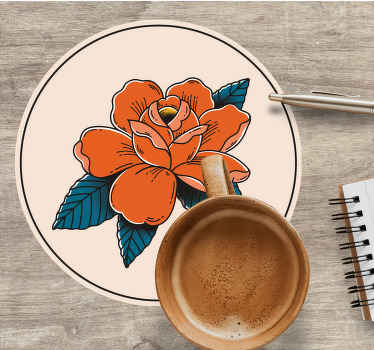 Colourful retro rose design vintage coaster - TenStickers