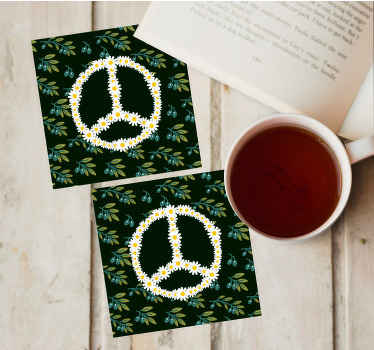 Untersetzer Friedenssymbole aus Gänseblümchen - TenStickers