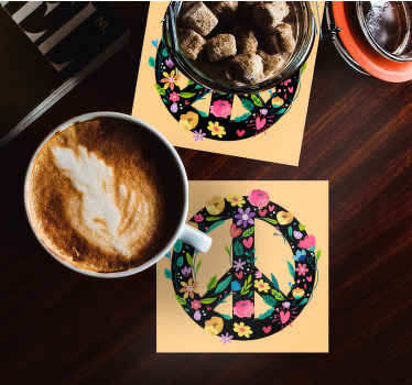 Untersetzer Vintage Schwarzes friedenssymbol - TenStickers