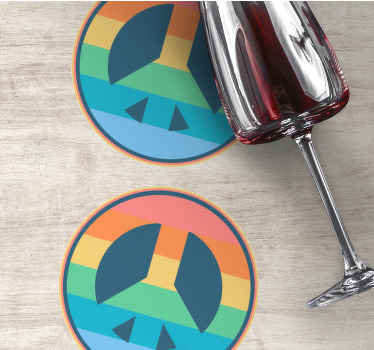 Untersetzer Vintage Pastell-regenbogen-friedenssymbol - TenStickers