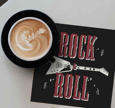Posavasos vintage Rock n 'roll con diseño de guitarra - TenVinilo