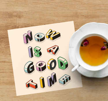 τώρα είναι μια καλή στιγμή vintage coaster - TenStickers