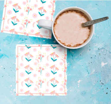 Tecknade små blommor fler glasunderlägg - Tenstickers