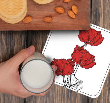 Red vertical tulips pattern  more coasters - TenStickers