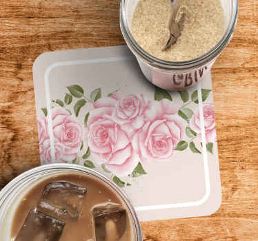 Vintage ροζ τριαντάφυλλο μοτίβο coaster - TenStickers