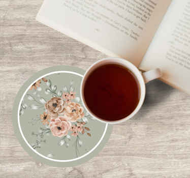 Dessous de verre vintage Fond gris avec des fleurs - TenStickers