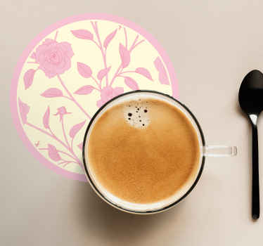 Pink and yellow flowers vintage coaster - TenStickers