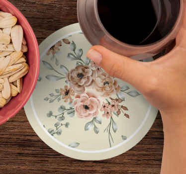 Posavasos vintage patrón de elegancia floral - TenVinilo