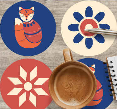 Posavasos moderno Zorro y copos de nieve - TenVinilo