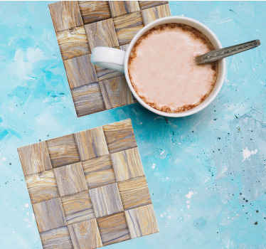 Posavasos textura Mosaico de imitación de madera de los años 80 - TenVinilo