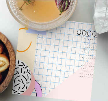 Apstraktni kvadratići 80 -ih s podmetačem u boji - TenStickers