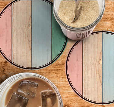 Trä färgglada plankor textur glasunderlägg - Tenstickers