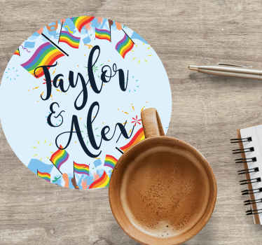 Henkilökohtainen ylpeyden sateenkaarilippu muokattavat lasinaluse - Tenstickers