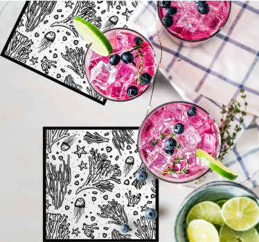 Posavasos elementos de vida submarina - TenVinilo