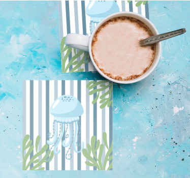 Modra meduza morska bitja sodobna podstavka - TenStickers