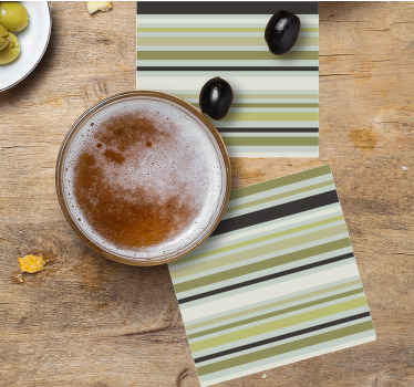 Posavasos patrón a rayas verde y negro - TenVinilo
