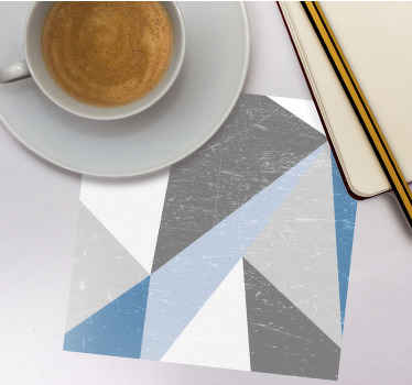 Grey and blue triangle geometric modern coaster - TenStickers