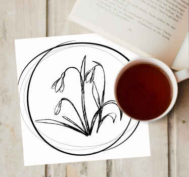 Cute drawing snowdrop  circle more coasters - TenStickers